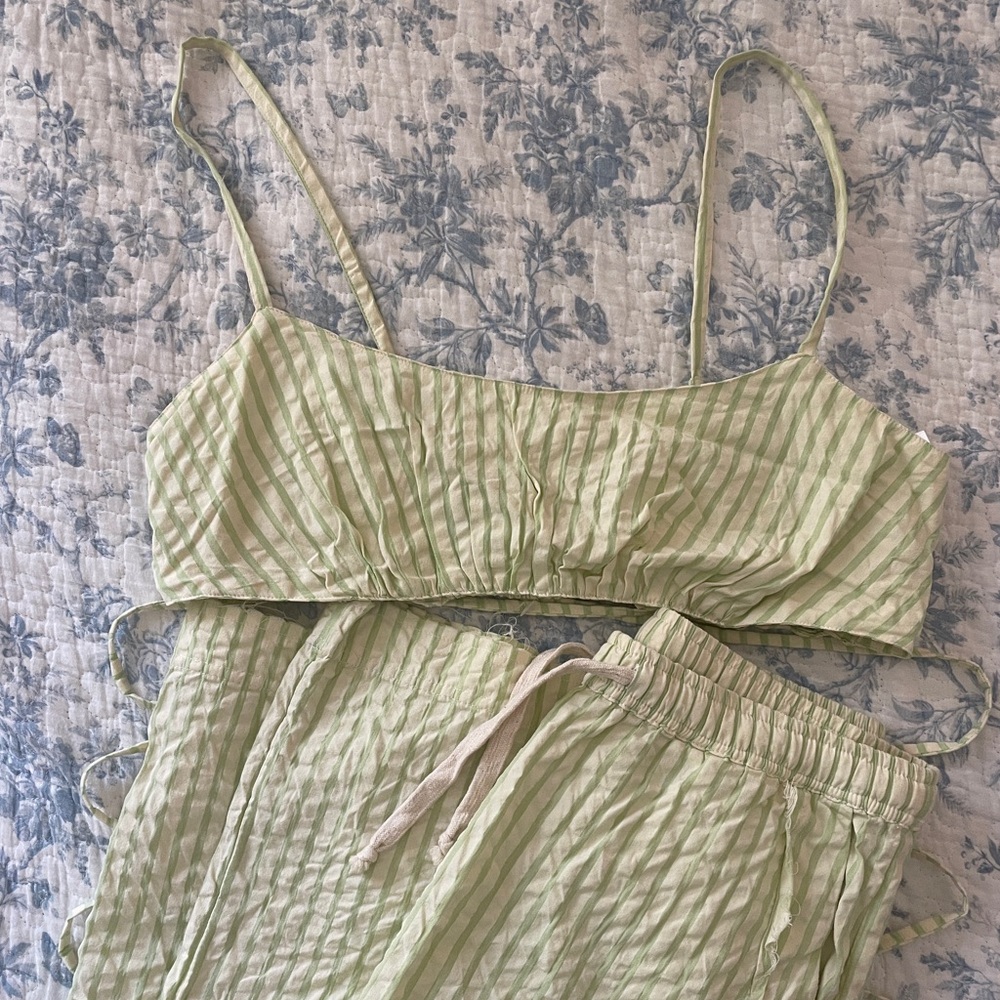 Urban Outfitters Light Green & Butter Yellow Matching Set